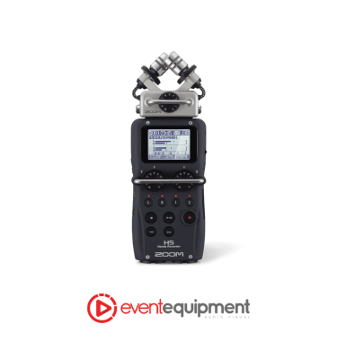Zoom H5 portable audio recorder with stereo mic capsule available for hire in Melbourne, Sydney, and Brisbane for event and production use.