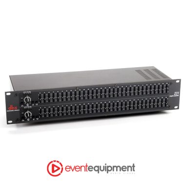 DBX 231 dual 31-band graphic equaliser front panel view, available for hire in Melbourne, Sydney, and Brisbane.