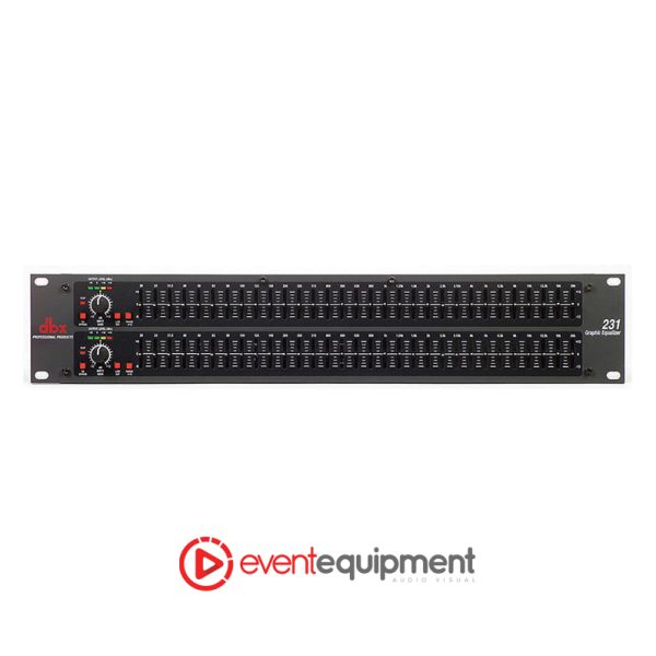 Front panel view of the DBX 231 equaliser for professional sound system hire in Melbourne, Sydney, and Brisbane.