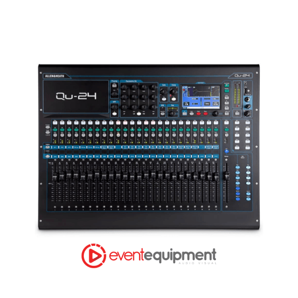 Allen & Heath Qu-24 digital mixing console hired in Brisbane, used for theatre sound and multi-mix musical performances.