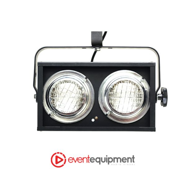 Molefay Duet 2-lamp audience blinder with adjustable yoke, available for hire in Melbourne, Sydney, and Brisbane