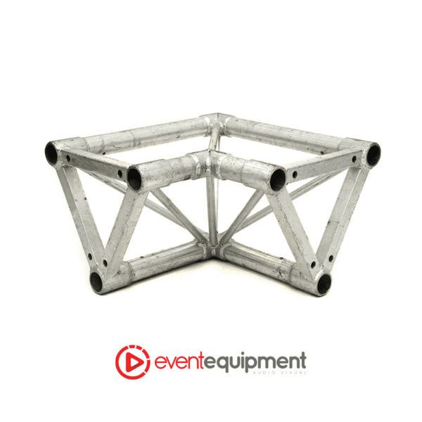 300mm silver aluminium tri truss corner junction, available for hire in Melbourne, Sydney, and Brisbane