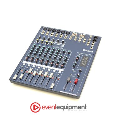 Yamaha MG124C 12-channel analog mixer available for hire in Melbourne, Sydney, and Brisbane for conferences, presentations, and live AV events.