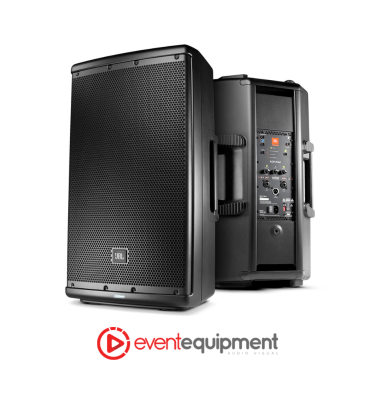 JBL EON 612 powered speakers available for hire in Melbourne, Sydney, and Brisbane.
