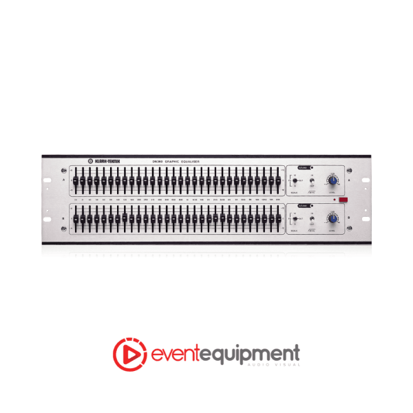 Klark Teknik DN360 dual 30-band graphic equaliser available for hire in Melbourne, Sydney, and Brisbane, ideal for live audio and sound tuning.