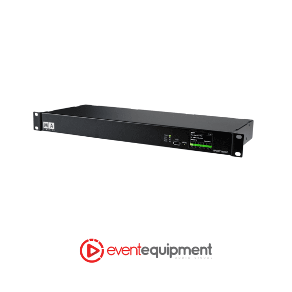Front panel of MA 8Port Node with LCD display and controls, available for DMX node hire in Melbourne, Sydney, and Brisbane