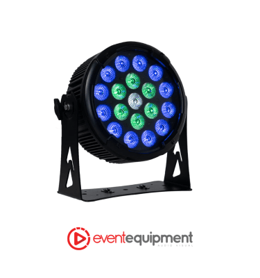 PAR19X15O IP65-rated LED light with 19 RGBW LEDs and lens options, available for professional hire in Melbourne, Sydney, and Brisbane