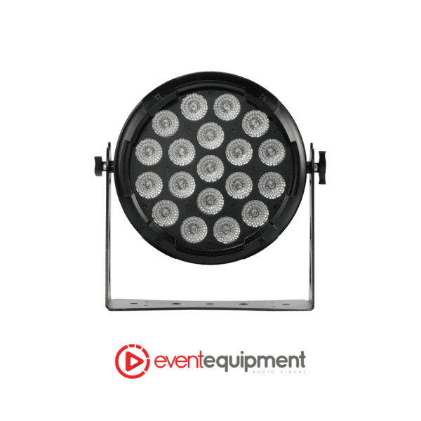 Outdoor RGBW LED par light with weatherproof IP65 housing, available for hire in Melbourne, Sydney, and Brisbane